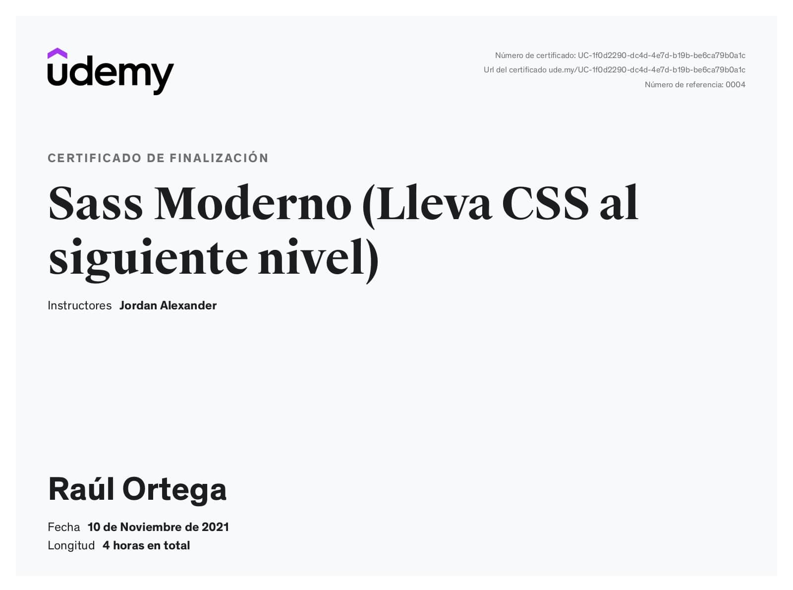 Certificado Udemy Sass Moderno