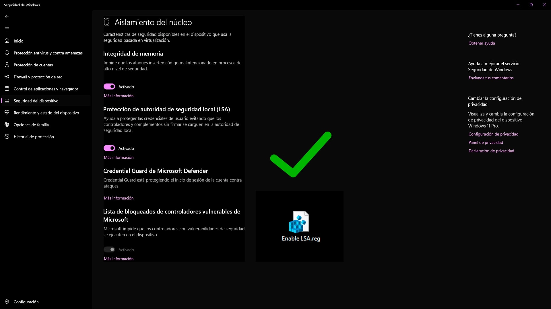 Habilitar la Protección de autoridad de seguridad local (LSA) debidoa la última actualización de Windows 11