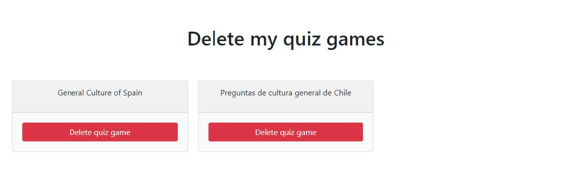 Página de borrar juegos quiz