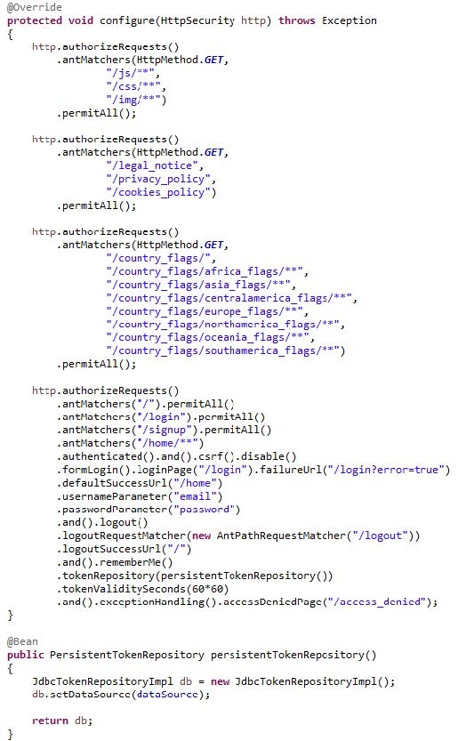 Código de configuración de seguridad de la aplicación